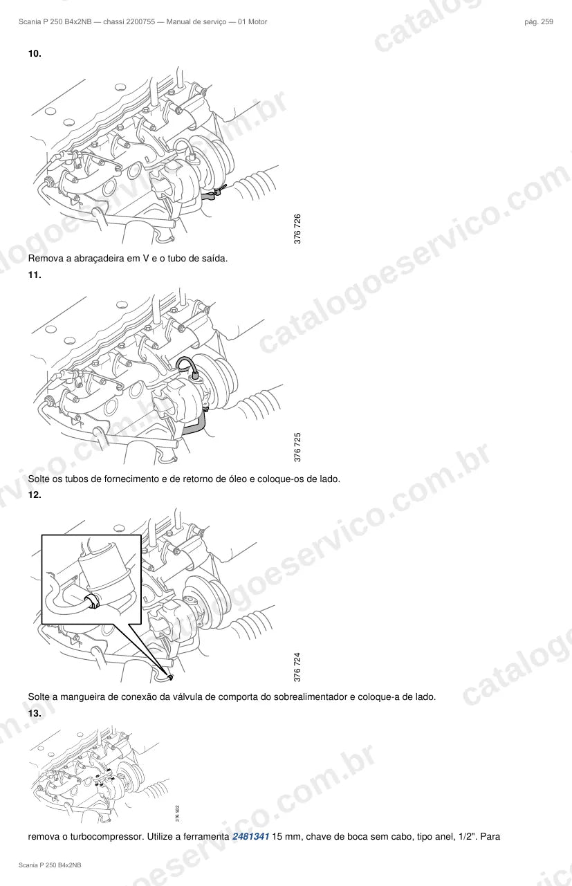 Ilustração do grupo motor no Manual de Serviço Scania P 250