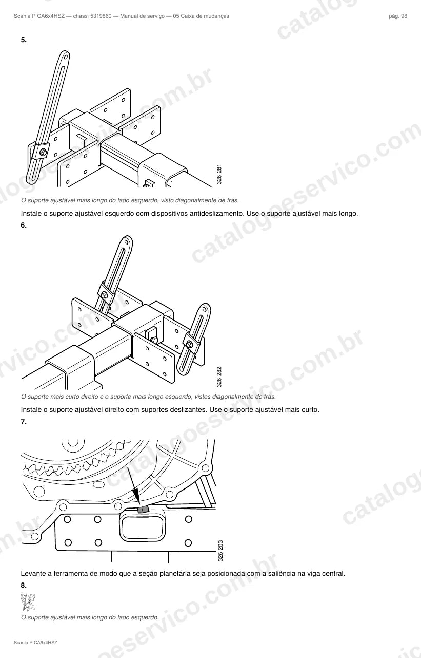 Ilustração do grupo caixa de mudanças no Manual de Serviço Scania P 260