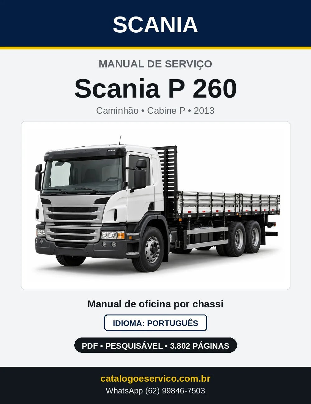 Capa do Manual de Serviço Scania P 260 em PDF