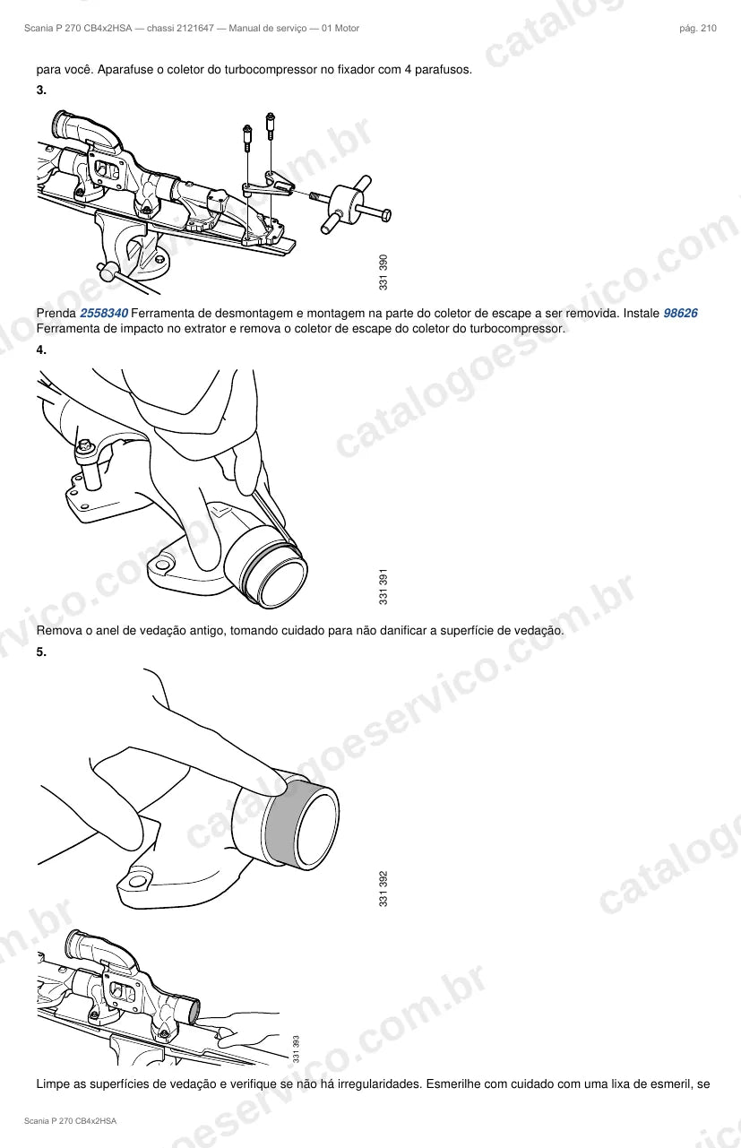 Ilustração do grupo motor no Manual de Serviço Scania P 270