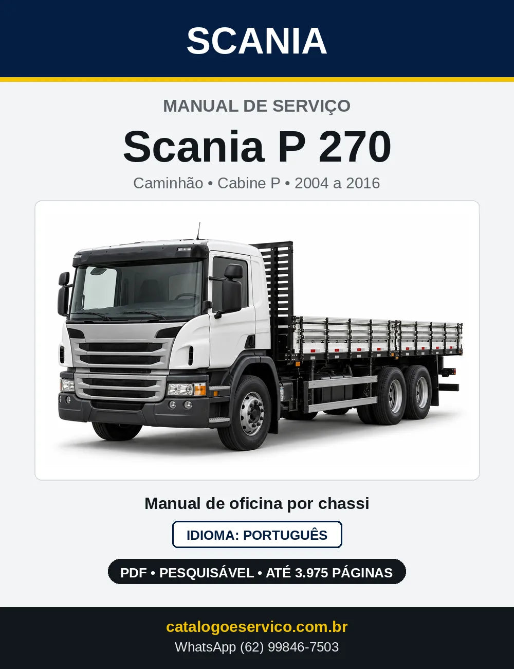 Capa do Manual de Serviço Scania P 270 em PDF