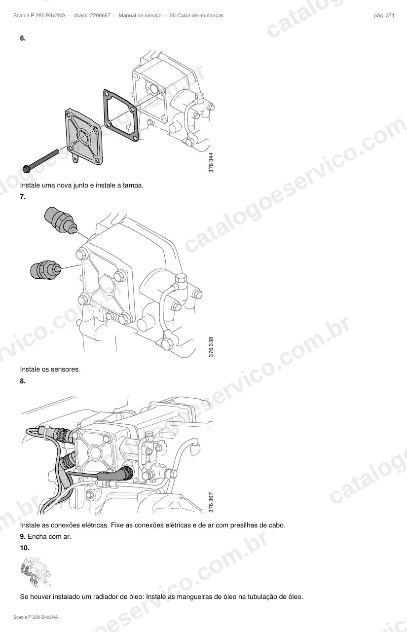 Ilustração do grupo caixa de mudanças no Manual de Serviço Scania P 280