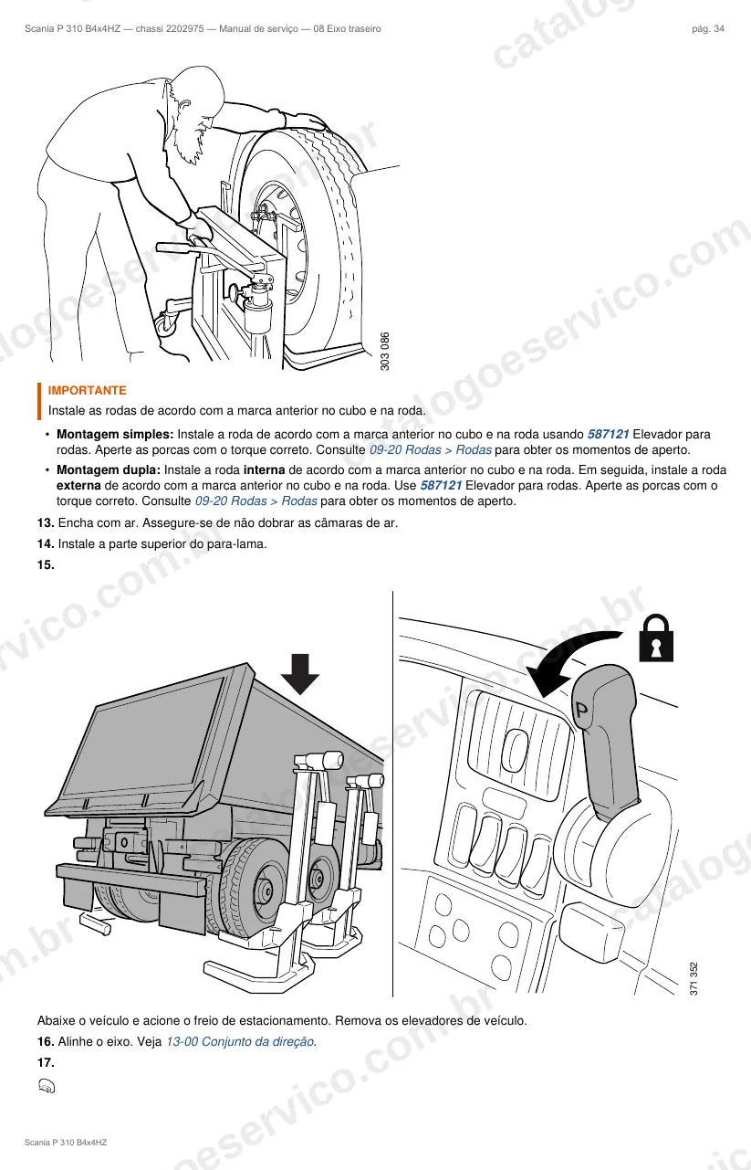 Ilustração do grupo eixo traseiro no Manual de Serviço Scania P 310