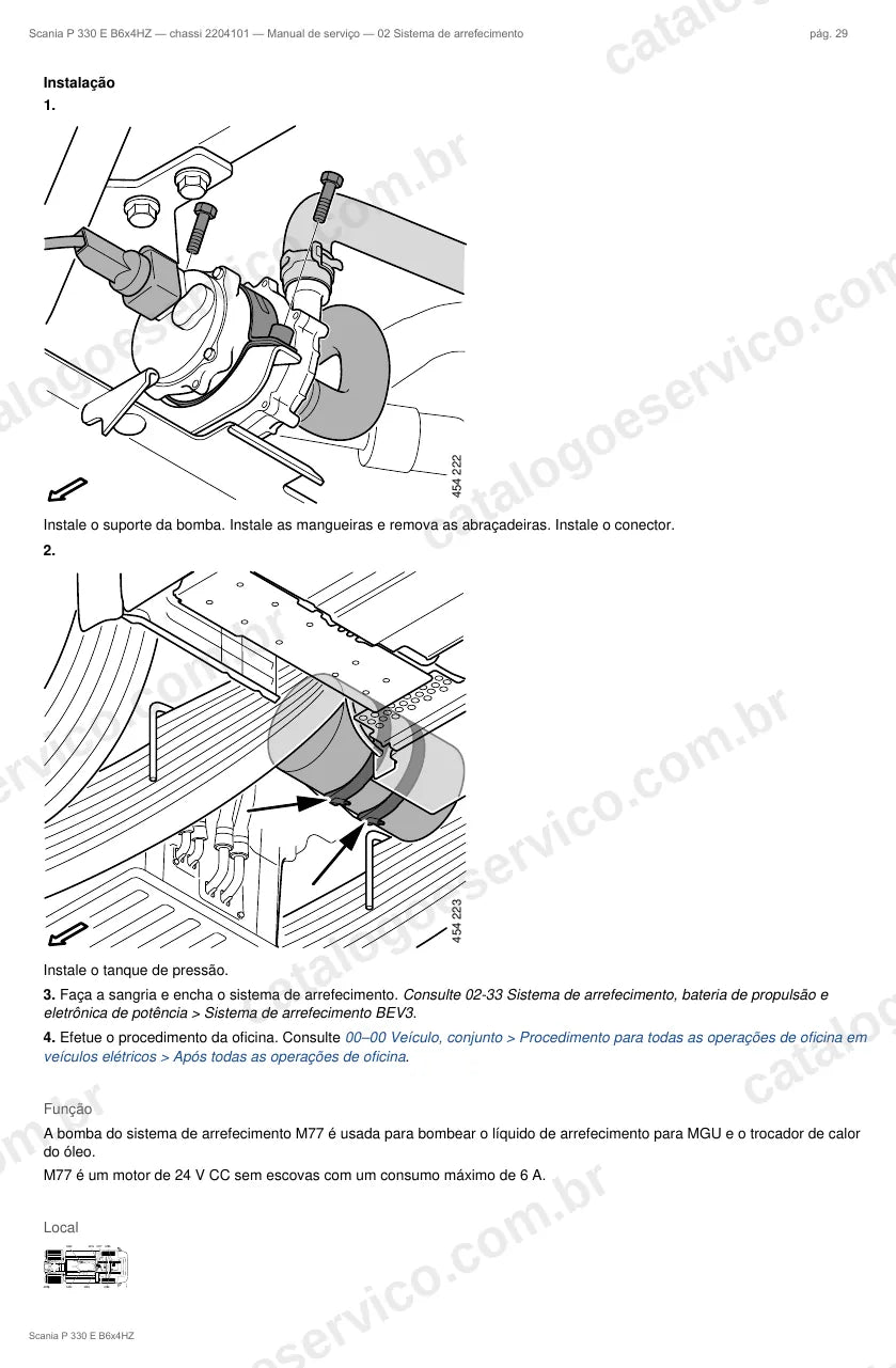 Ilustração do grupo sistema de arrefecimento no Manual de Serviço Scania P 330