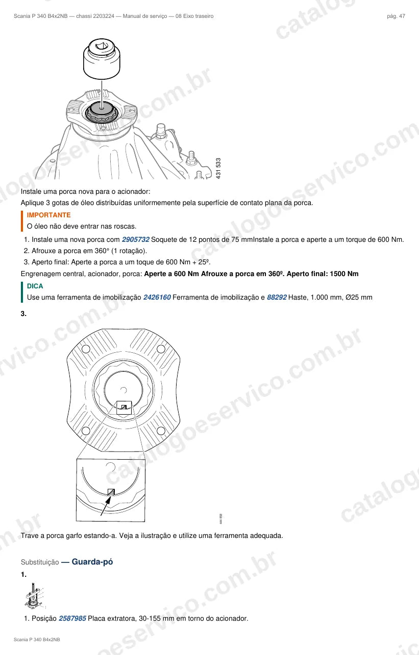 Ilustração do grupo eixo traseiro no Manual de Serviço Scania P 340