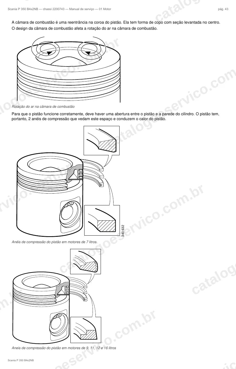 Ilustração do grupo motor no Manual de Serviço Scania P 350