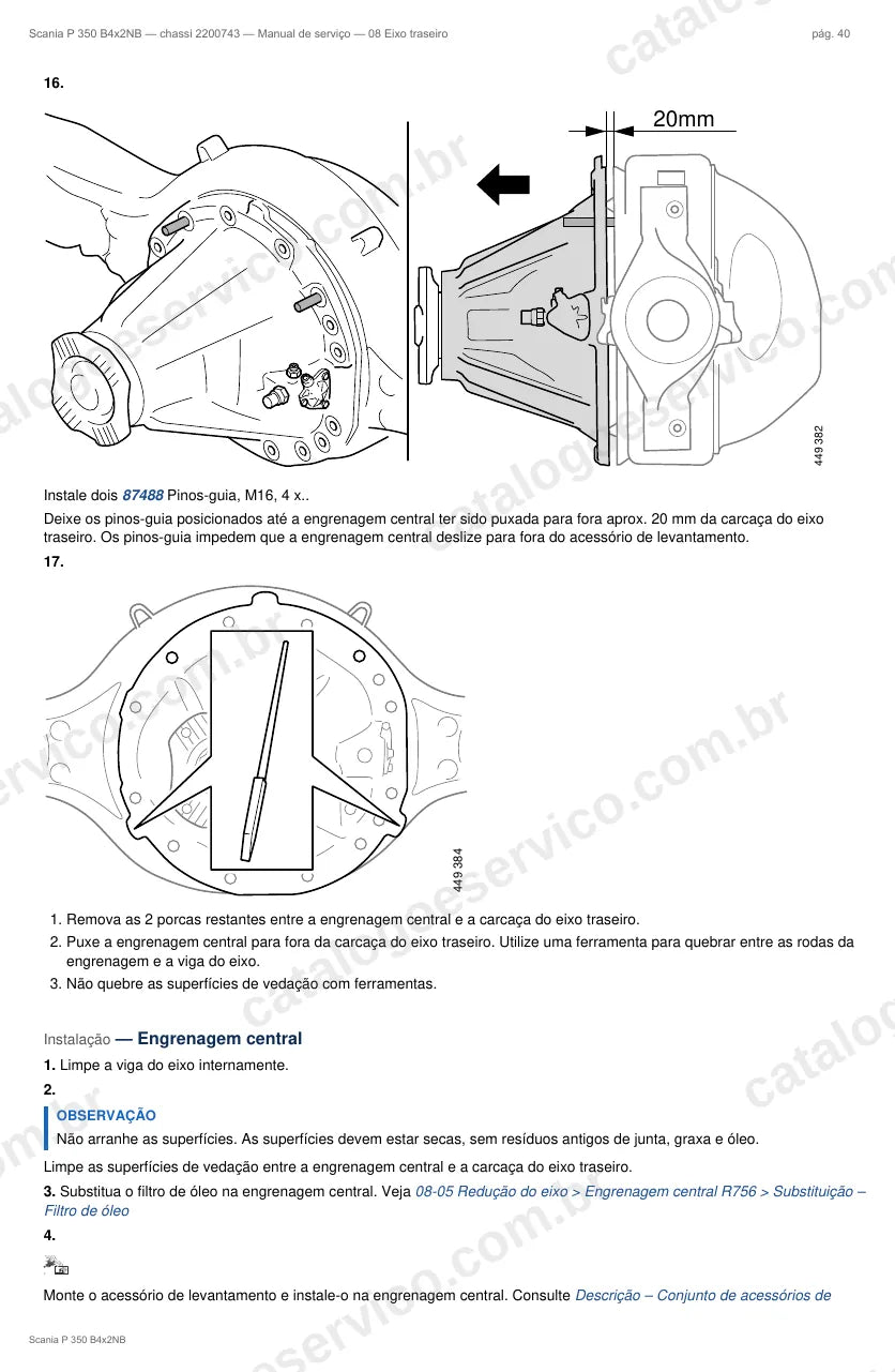 Ilustração do grupo eixo traseiro no Manual de Serviço Scania P 350