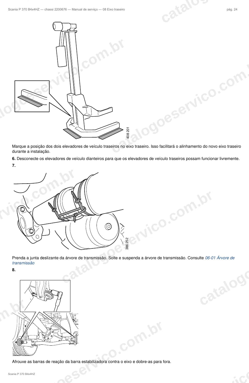 Ilustração do grupo eixo traseiro no Manual de Serviço Scania P 370