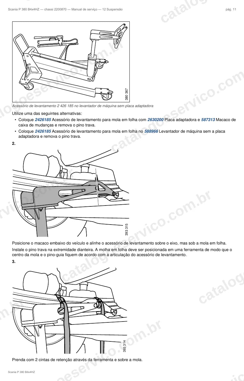 Ilustração do grupo suspensão no Manual de Serviço Scania P 380