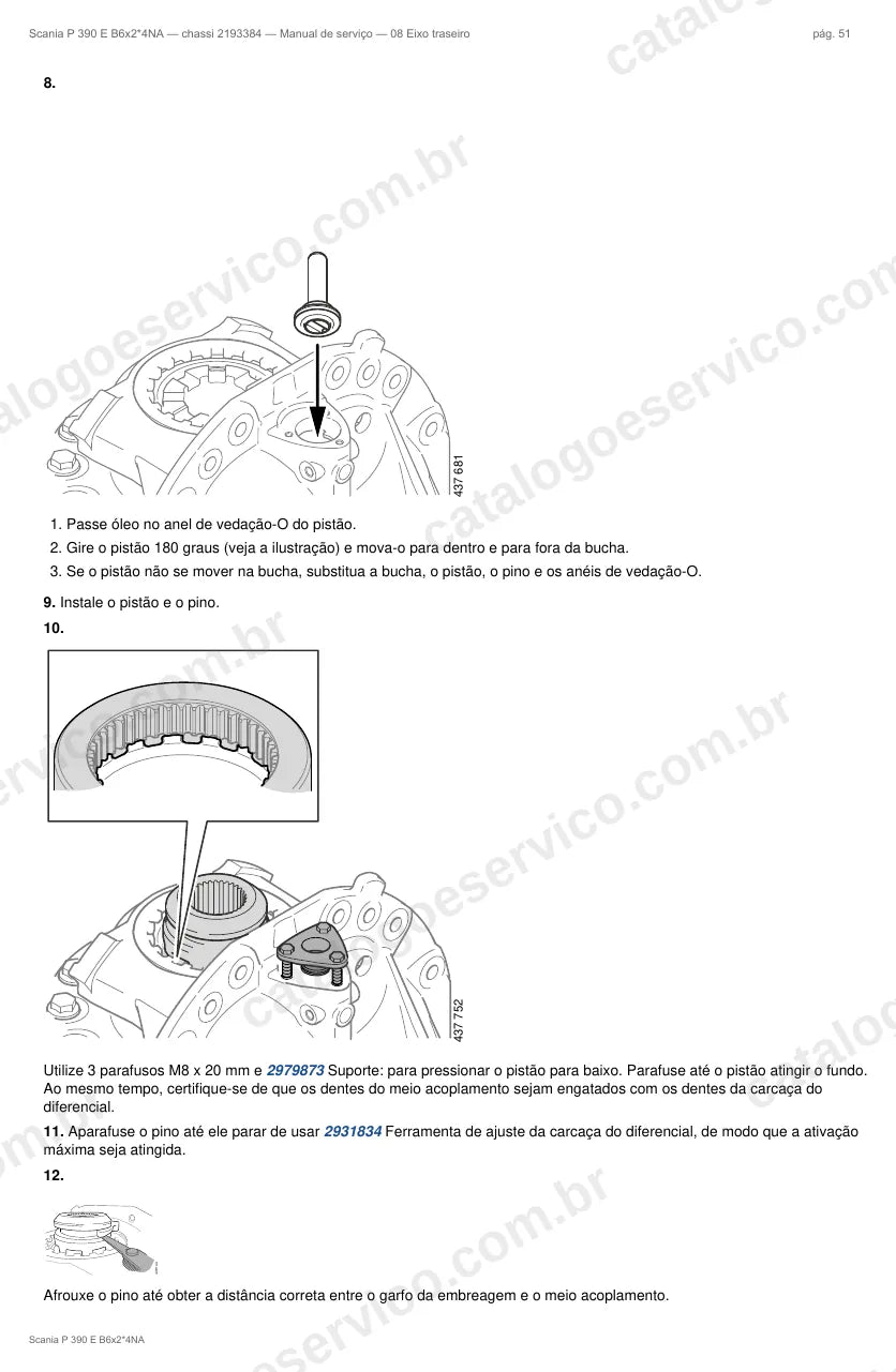 Ilustração do grupo eixo traseiro no Manual de Serviço Scania P 390