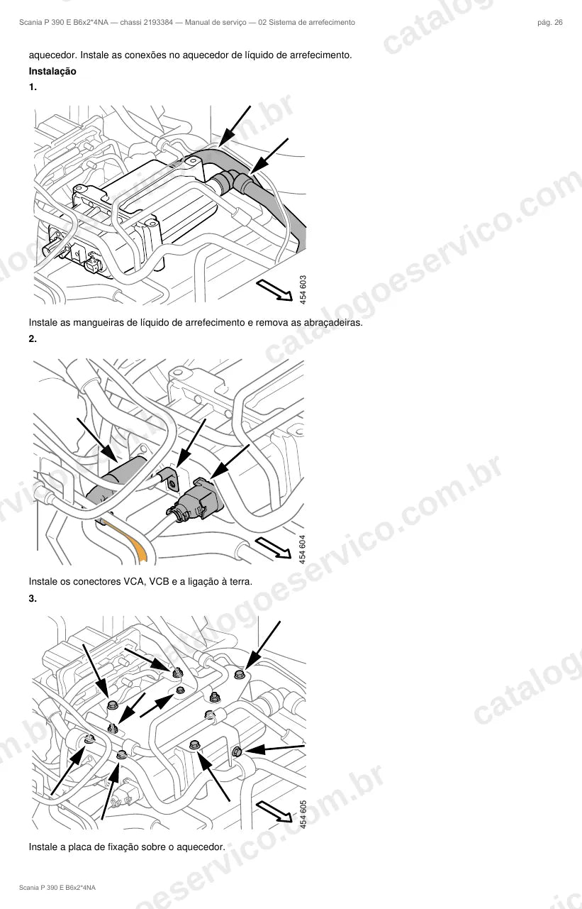Ilustração do grupo sistema de arrefecimento no Manual de Serviço Scania P 390