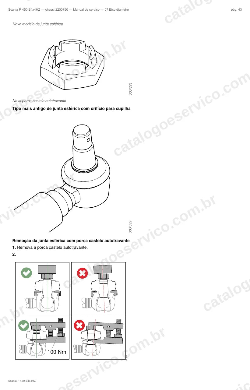Ilustração do grupo eixo dianteiro no Manual de Serviço Scania P 450