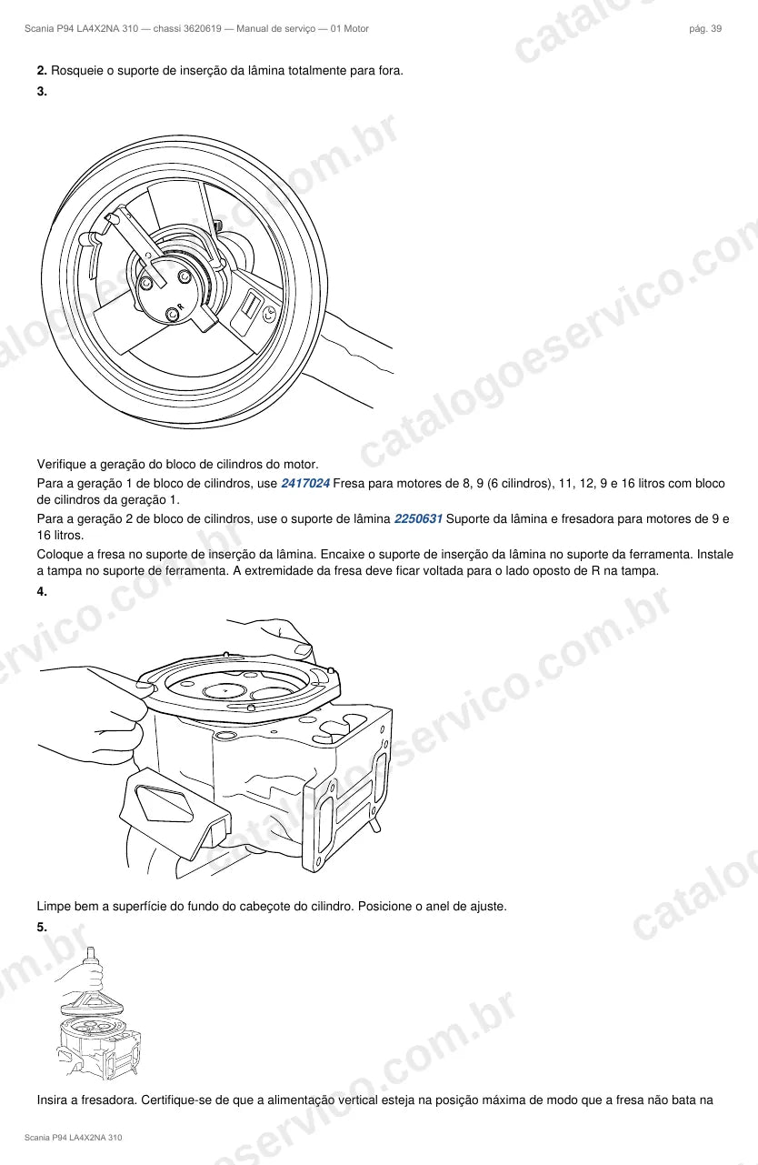 Ilustração do grupo motor no Manual de Serviço Scania P 94