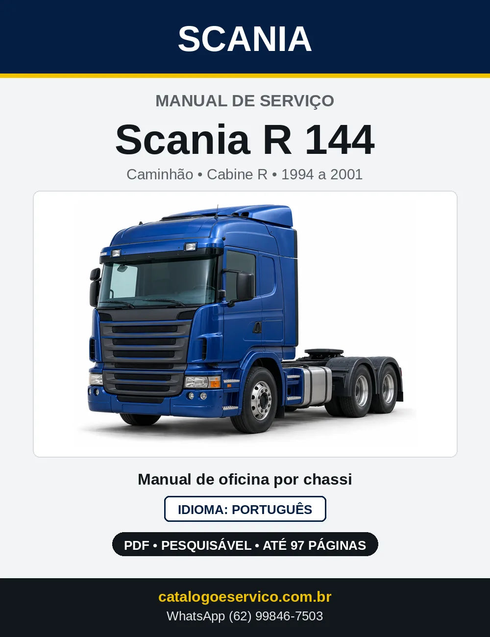 Capa do Manual de Serviço Scania R 144 em PDF