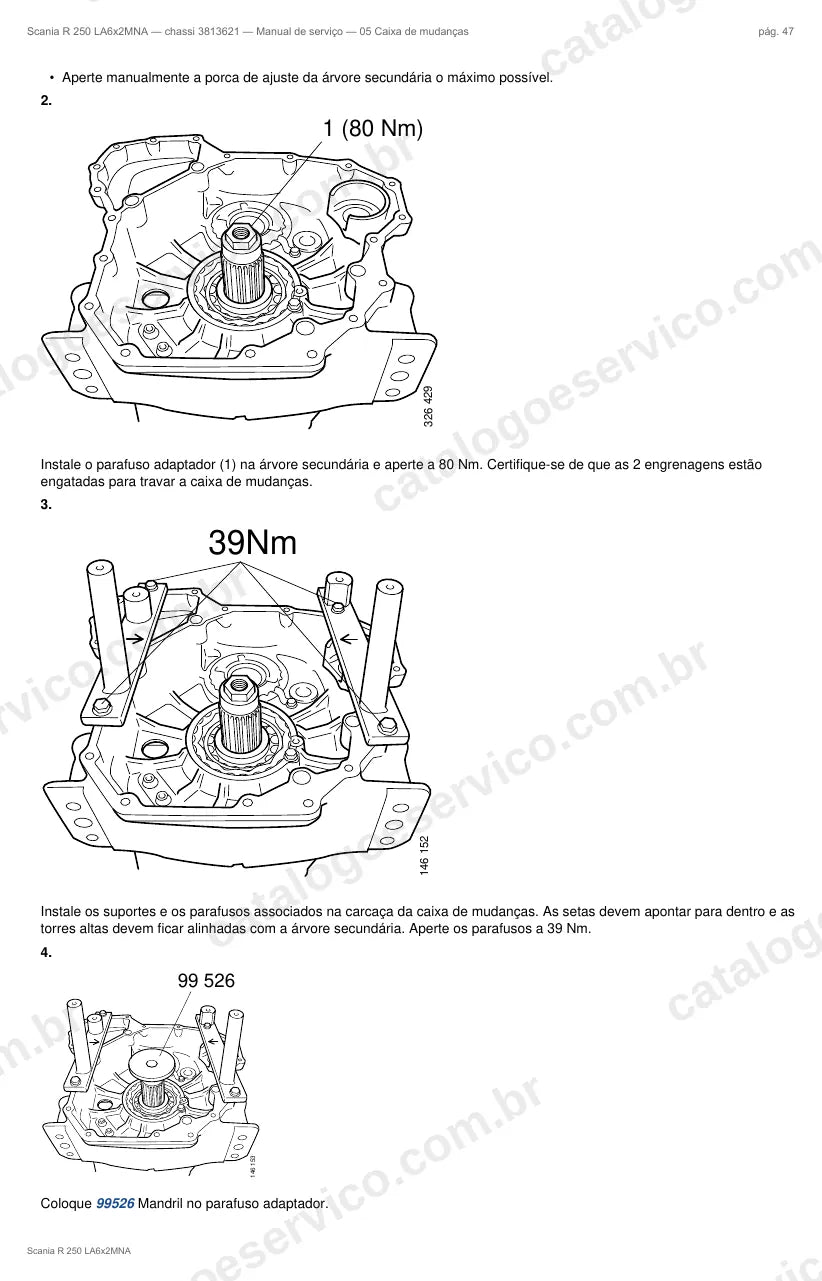 Ilustração do grupo caixa de mudanças no Manual de Serviço Scania R 250