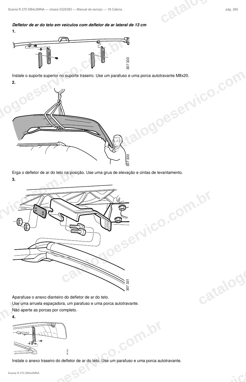 Ilustração do grupo cabine no Manual de Serviço Scania R 270