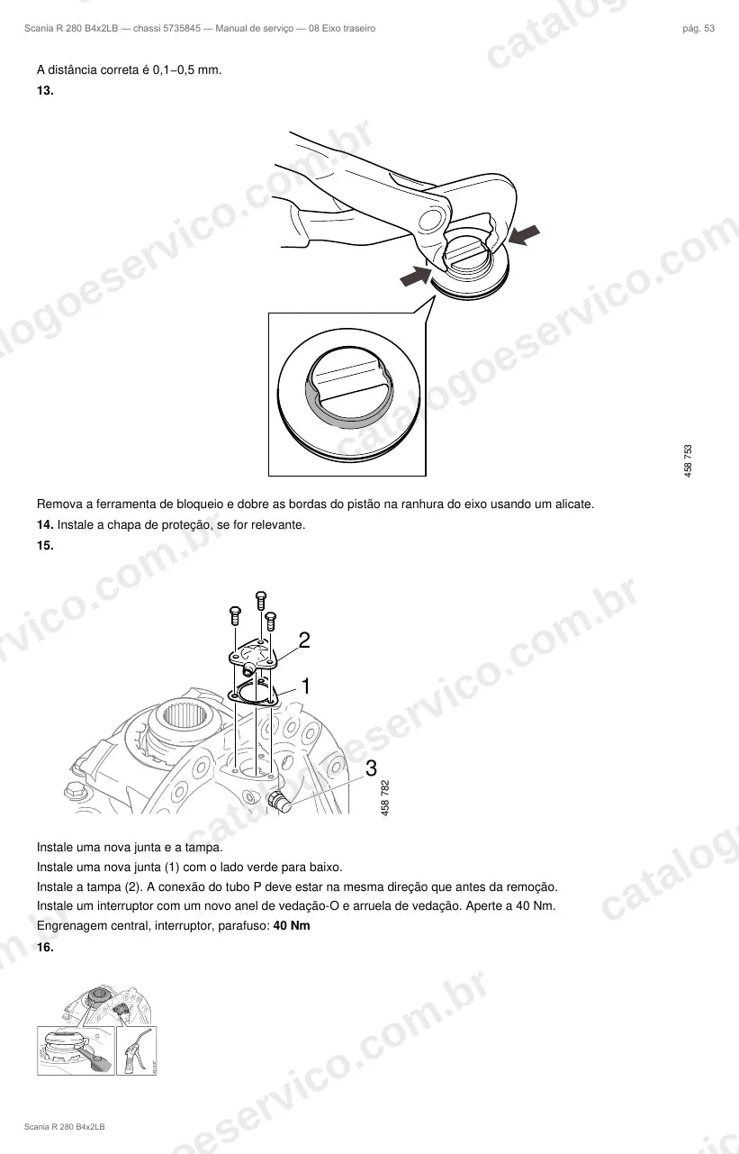 Ilustração do grupo eixo traseiro no Manual de Serviço Scania R 280