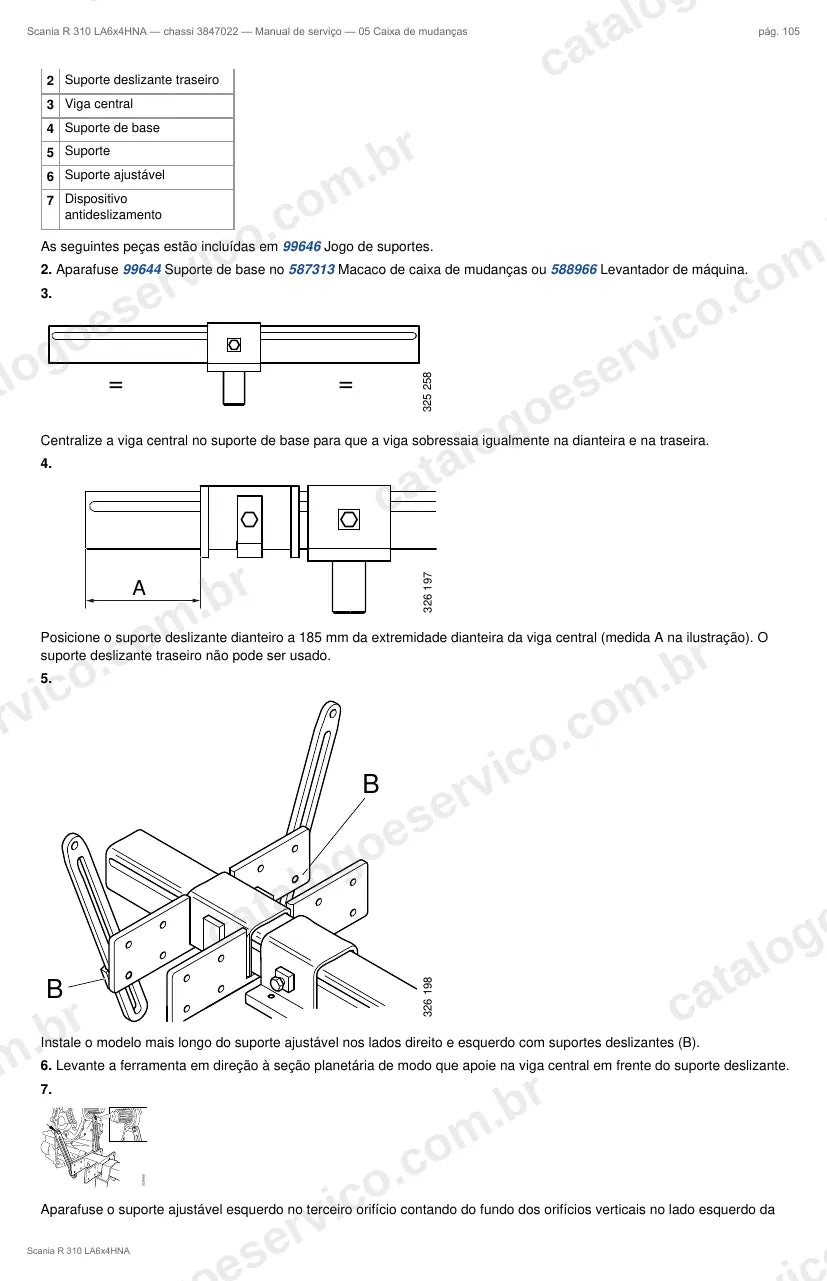 Ilustração do grupo caixa de mudanças no Manual de Serviço Scania R 310