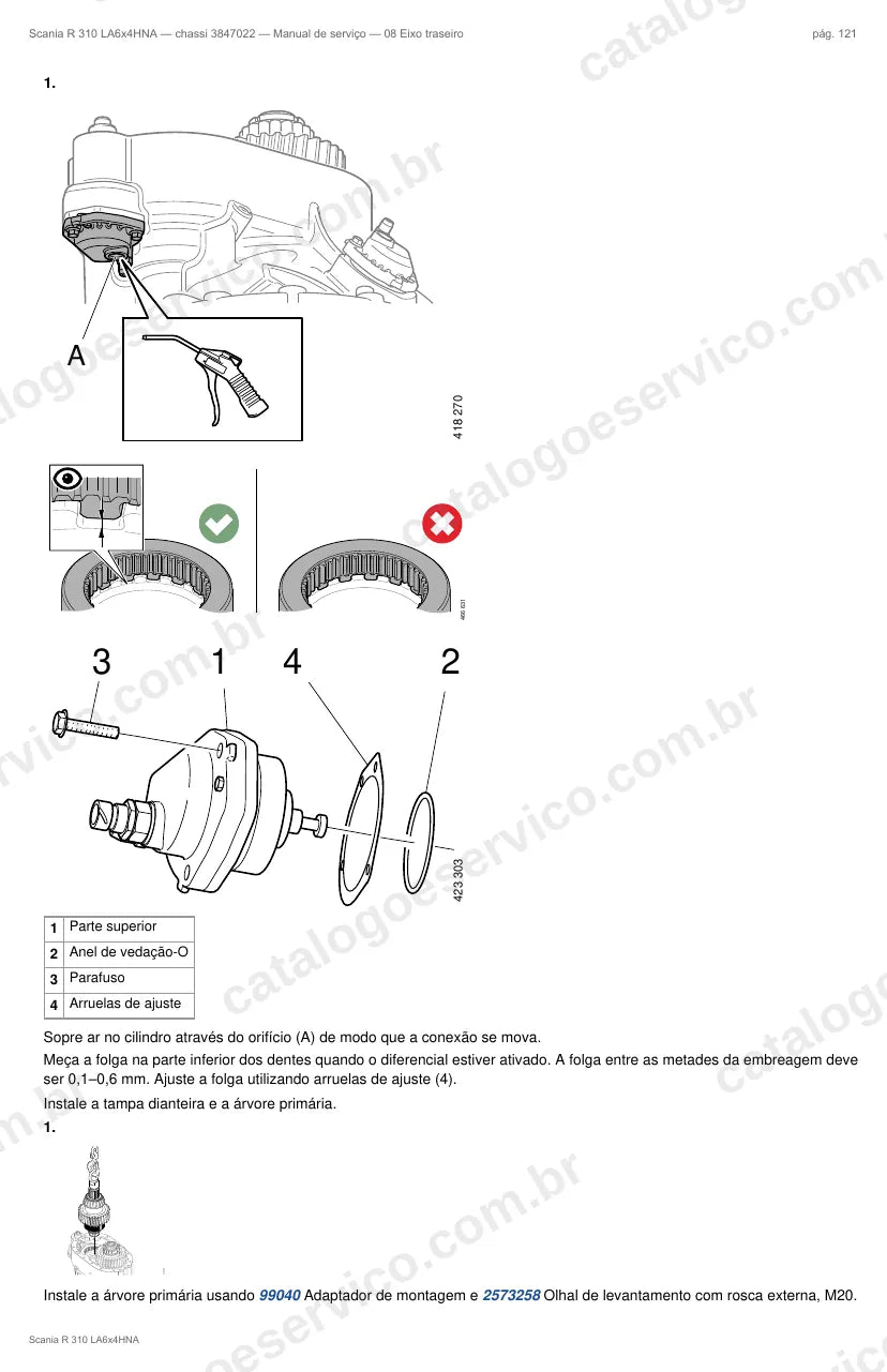 Ilustração do grupo eixo traseiro no Manual de Serviço Scania R 310