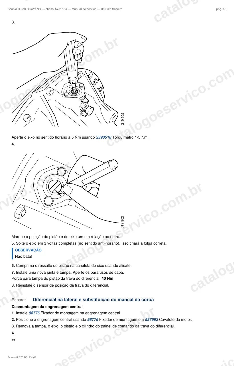 Ilustração do grupo eixo traseiro no Manual de Serviço Scania R 370
