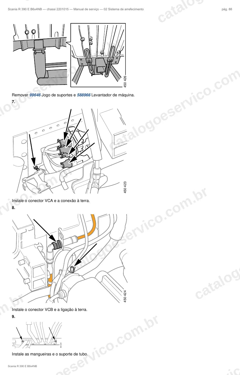 Ilustração do grupo sistema de arrefecimento no Manual de Serviço Scania R 390