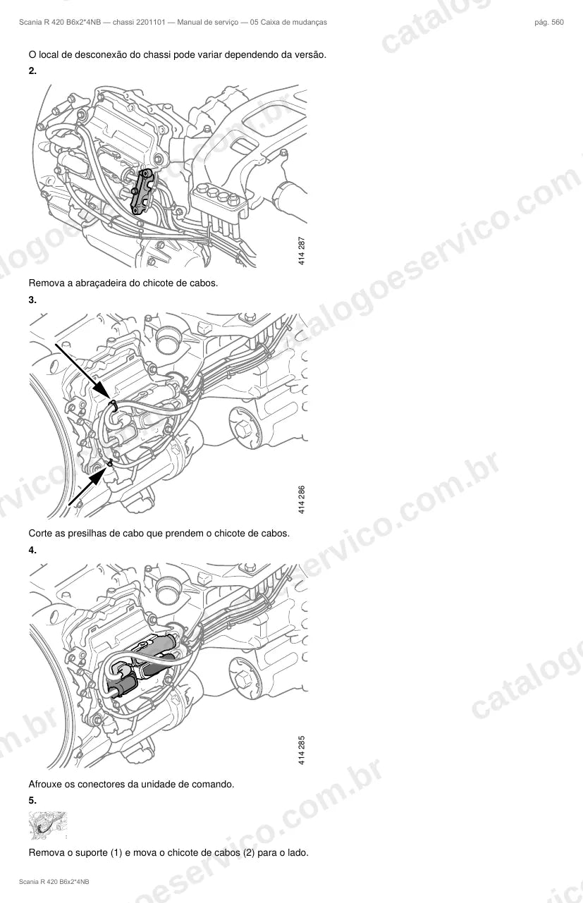 Ilustração do grupo caixa de mudanças no Manual de Serviço Scania R 420