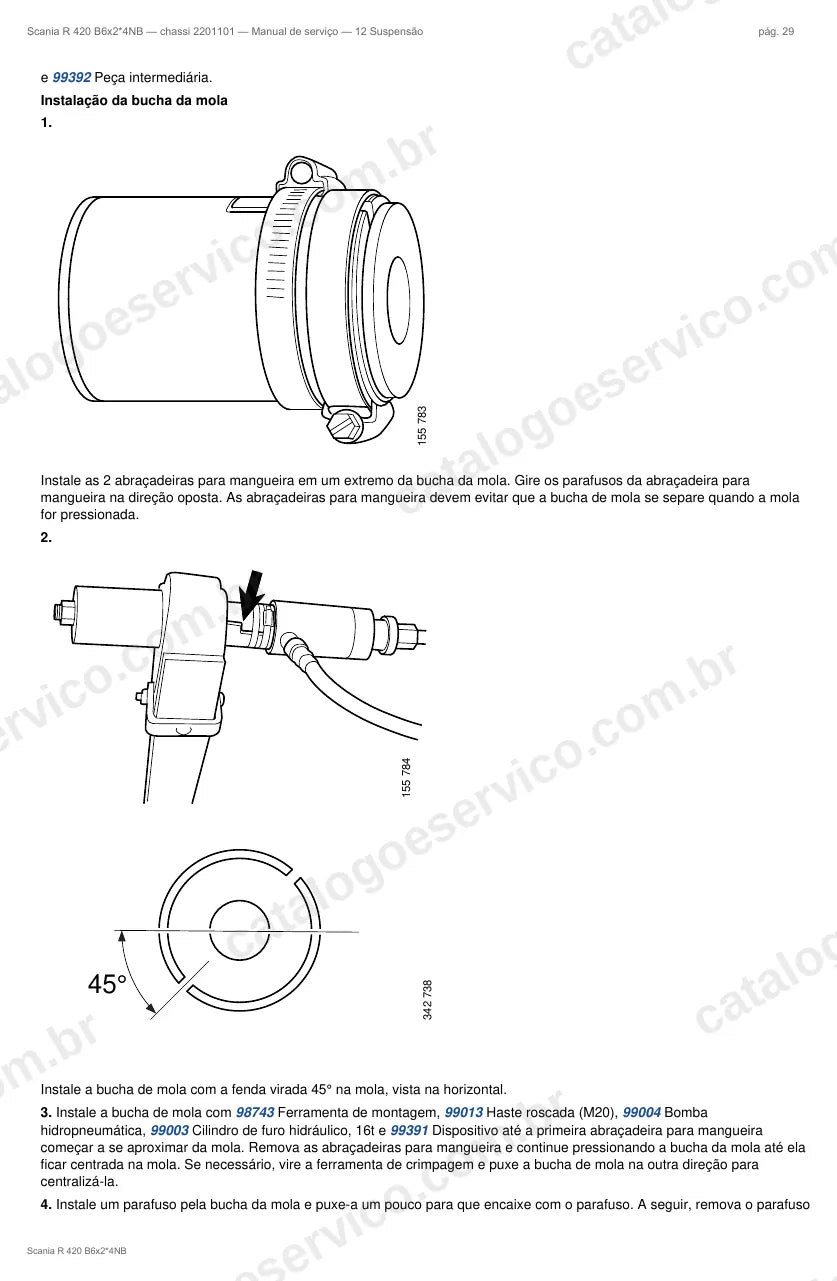 Ilustração do grupo suspensão no Manual de Serviço Scania R 420