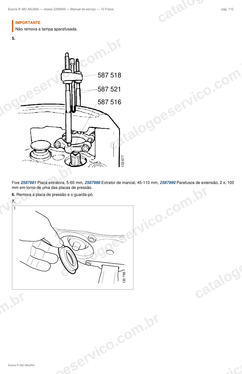 Ilustração do grupo freios no Manual de Serviço Scania R 460