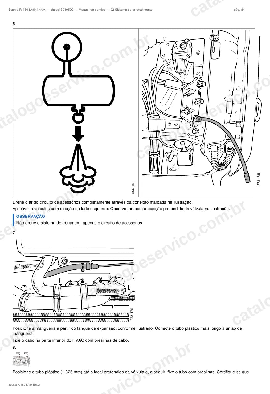 Ilustração do grupo sistema de arrefecimento no Manual de Serviço Scania R 480