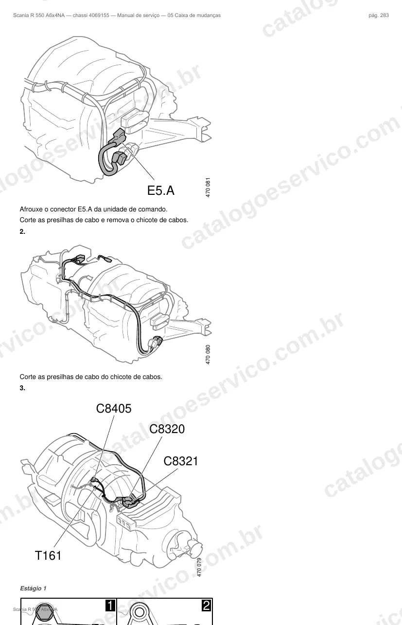 Ilustração do grupo caixa de mudanças no Manual de Serviço Scania R 550