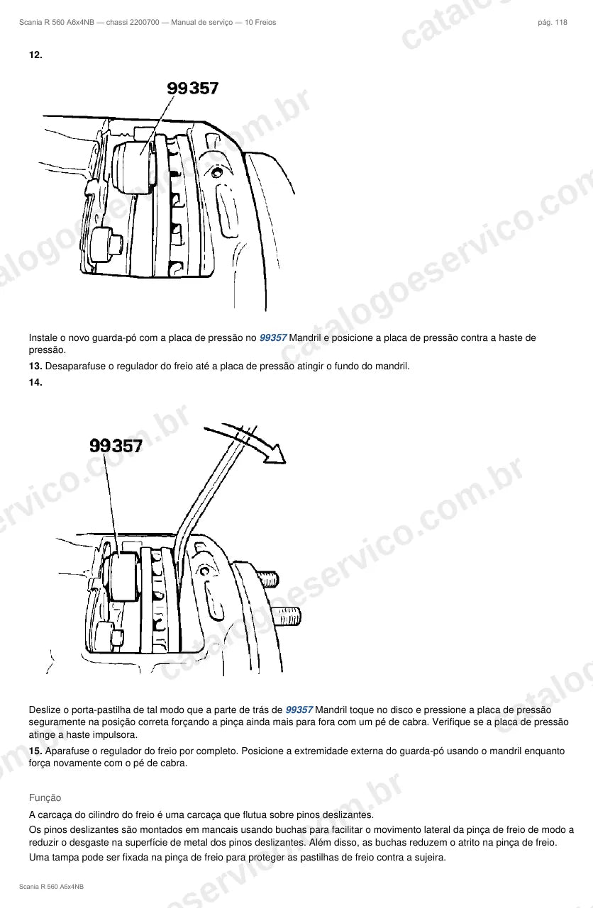 Ilustração do grupo freios no Manual de Serviço Scania R 560