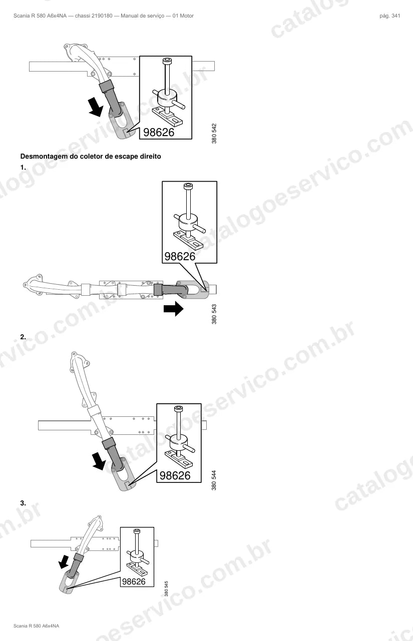 Ilustração do grupo motor no Manual de Serviço Scania R 580