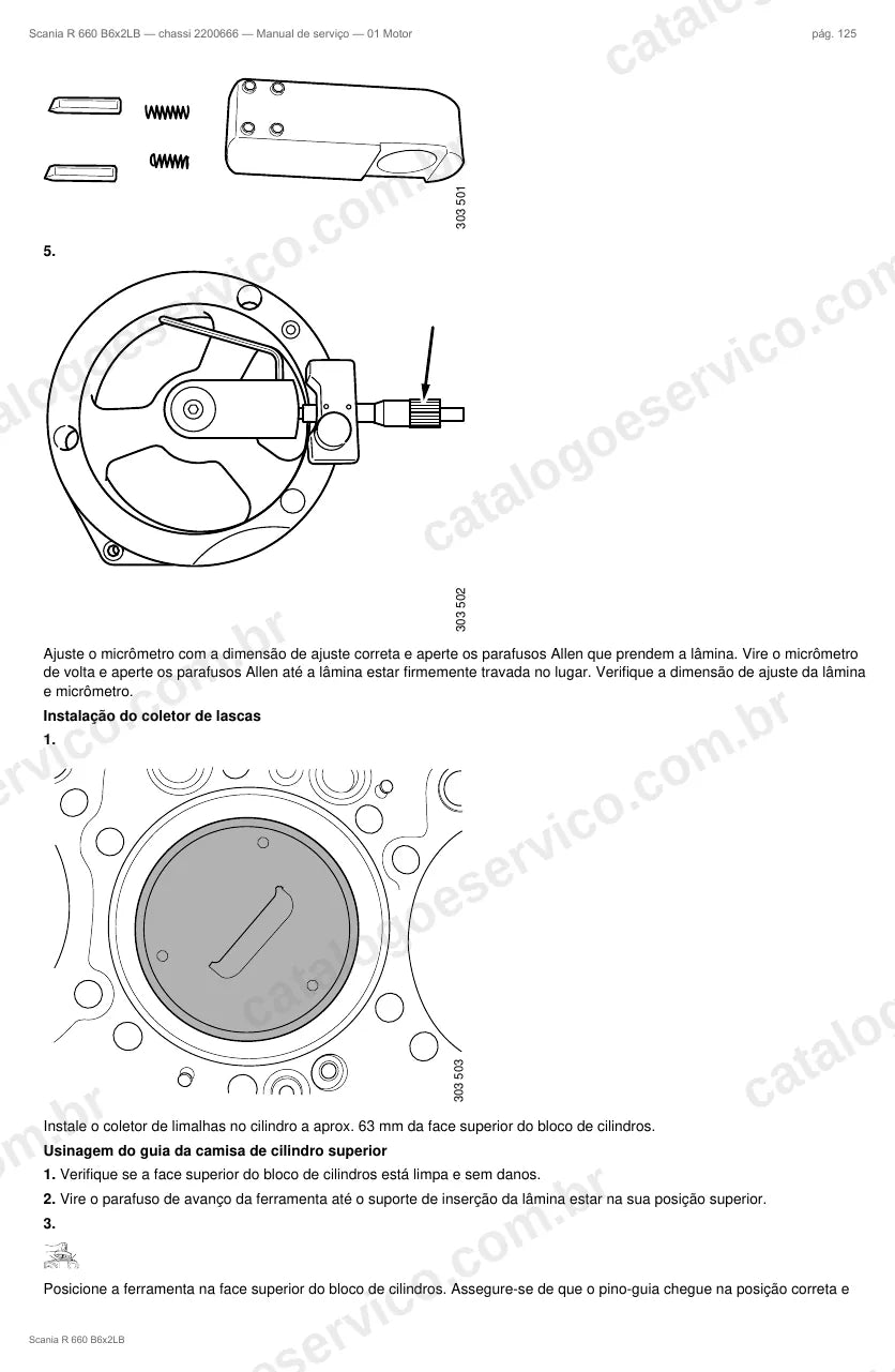 Ilustração do grupo motor no Manual de Serviço Scania R 660