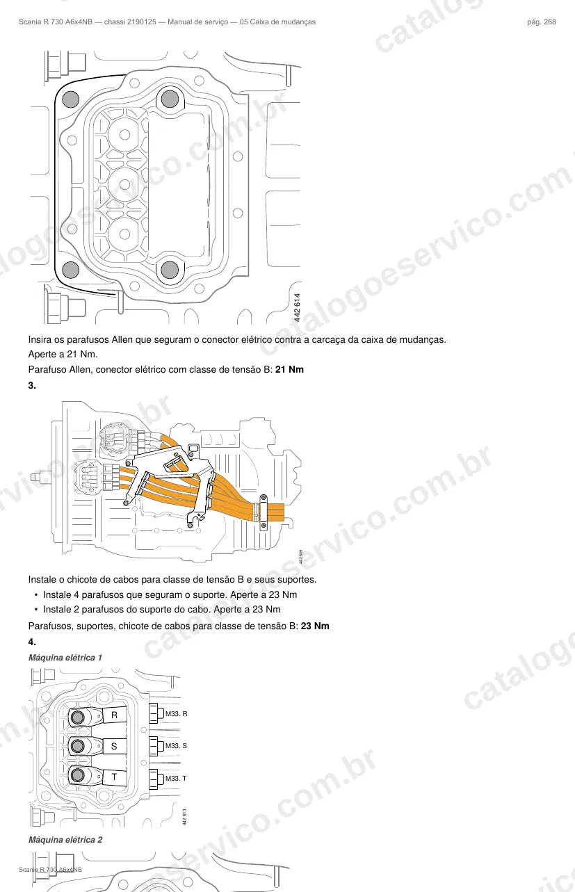 Ilustração do grupo caixa de mudanças no Manual de Serviço Scania R 730