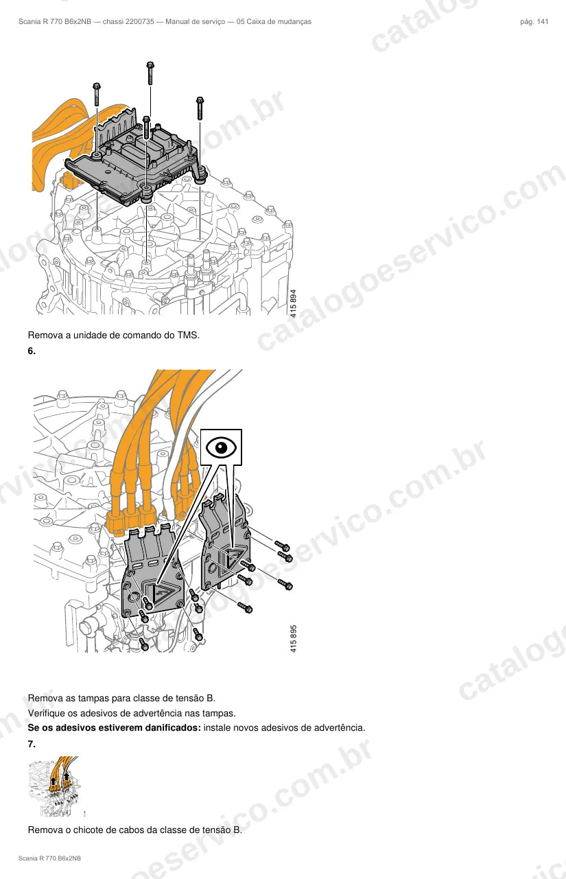 Ilustração do grupo caixa de mudanças no Manual de Serviço Scania R 770