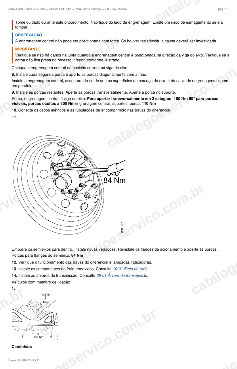 Ilustração do grupo eixo traseiro no Manual de Serviço Scania R 94