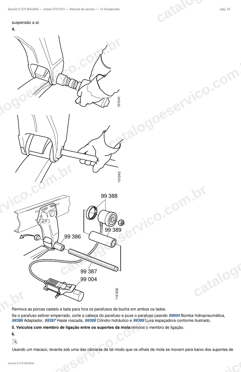 Ilustração do grupo suspensão no Manual de Serviço Scania S 370