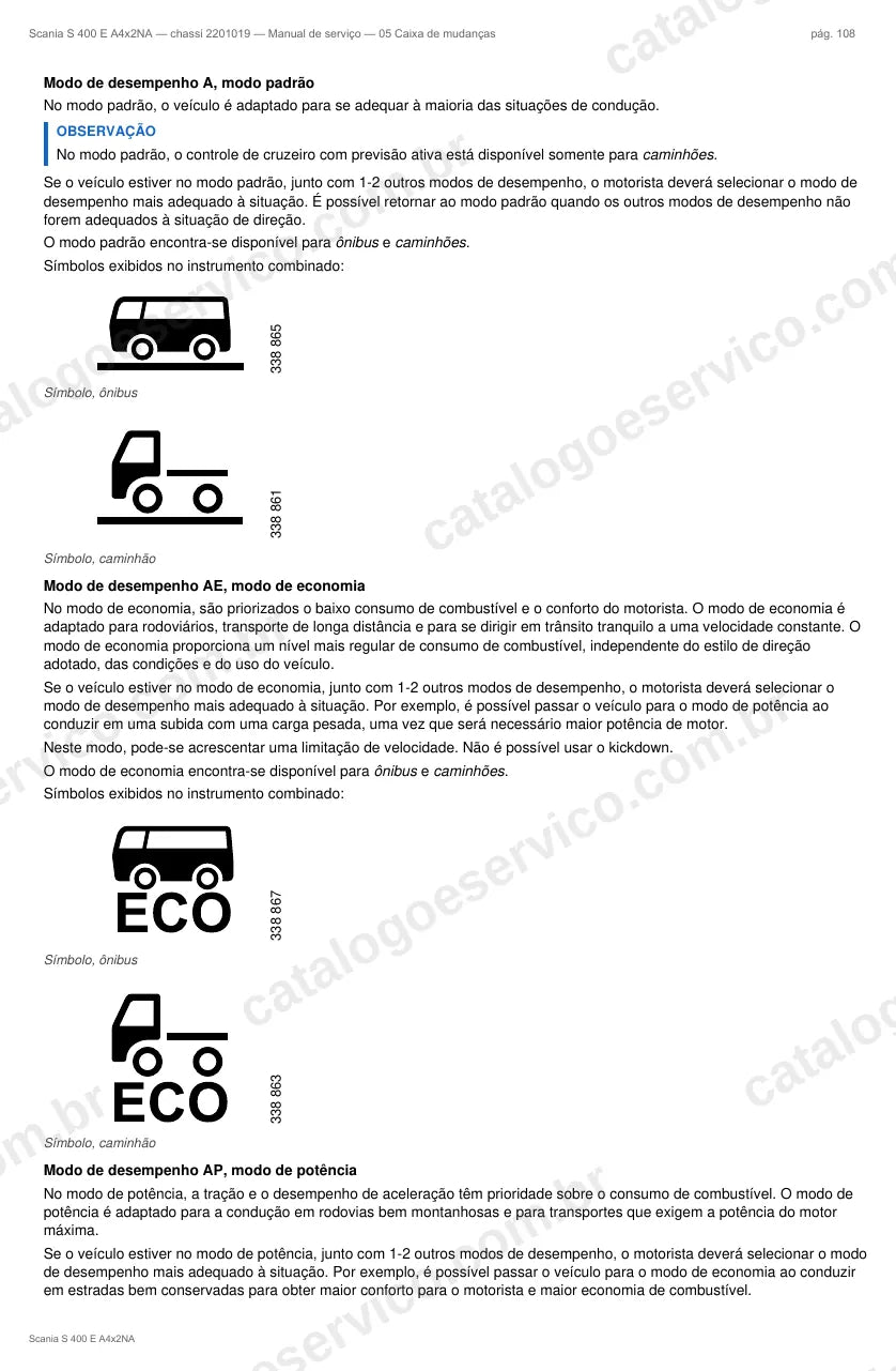 Ilustração do grupo caixa de mudanças no Manual de Serviço Scania S 400