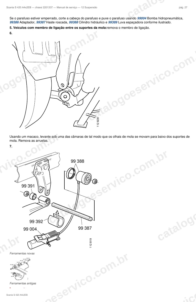 Ilustração do grupo suspensão no Manual de Serviço Scania S 420