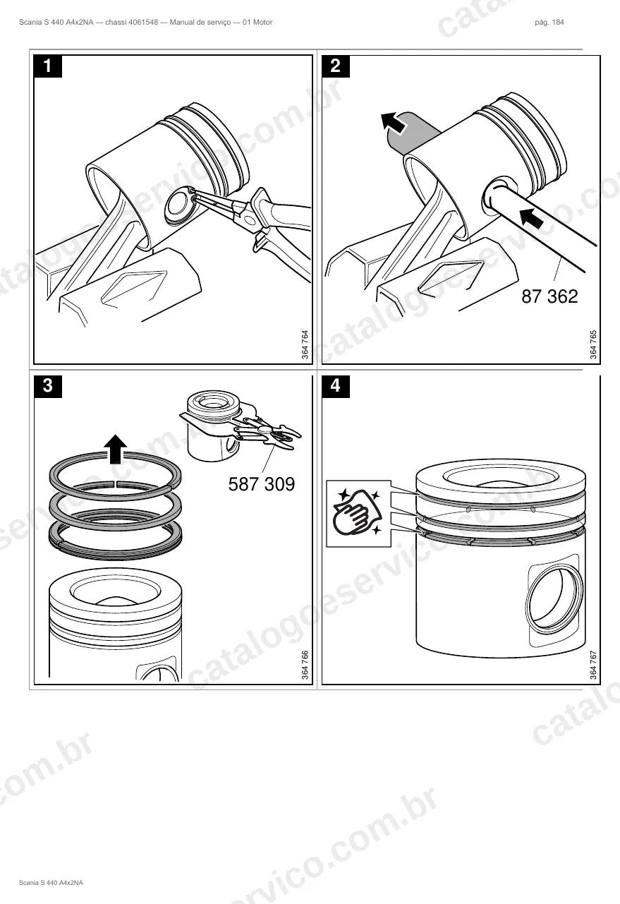Ilustração do grupo motor no Manual de Serviço Scania S 440