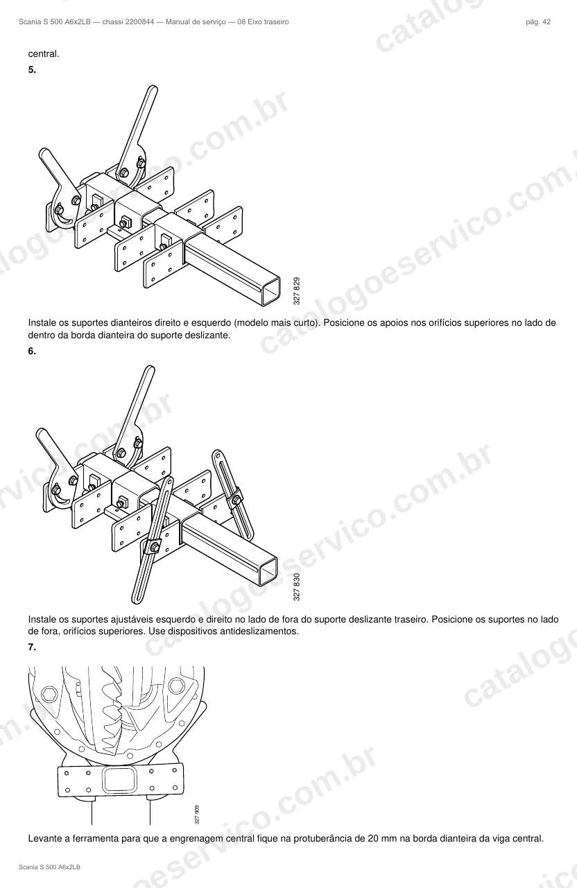 Ilustração do grupo eixo traseiro no Manual de Serviço Scania S 500