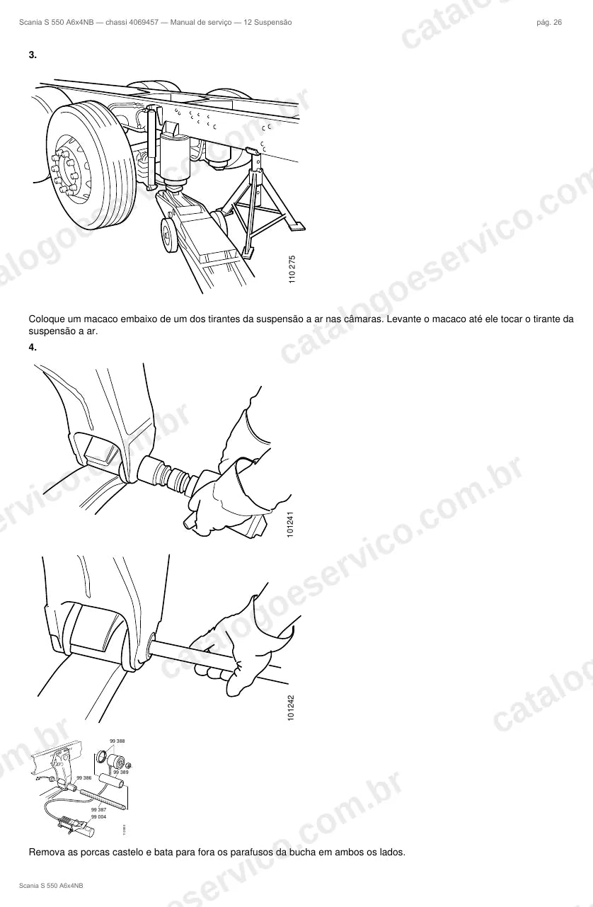 Ilustração do grupo suspensão no Manual de Serviço Scania S 550