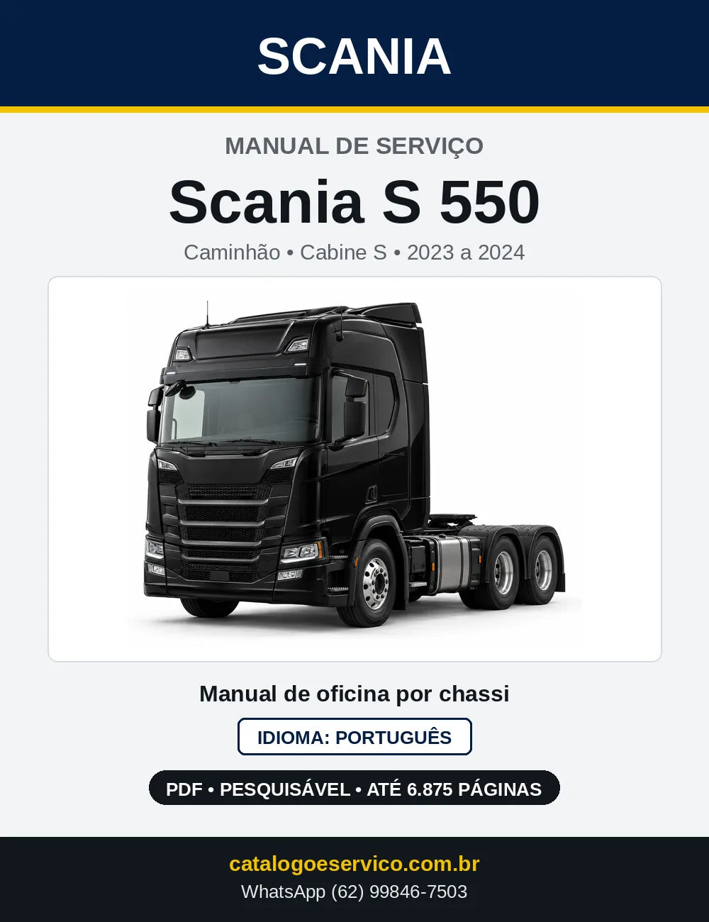 Capa do Manual de Serviço Scania S 550 em PDF