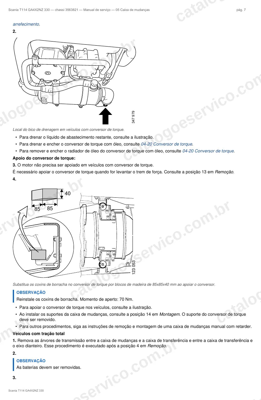 Ilustração do grupo caixa de mudanças no Manual de Serviço Scania T 114