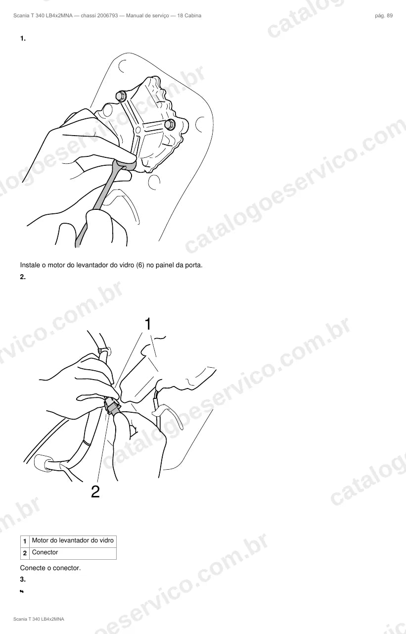Ilustração do grupo cabine no Manual de Serviço Scania T 340