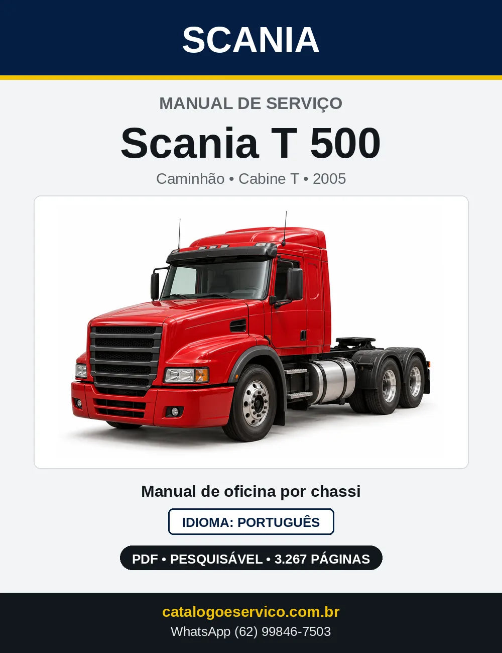 Capa do Manual de Serviço Scania T 500 em PDF