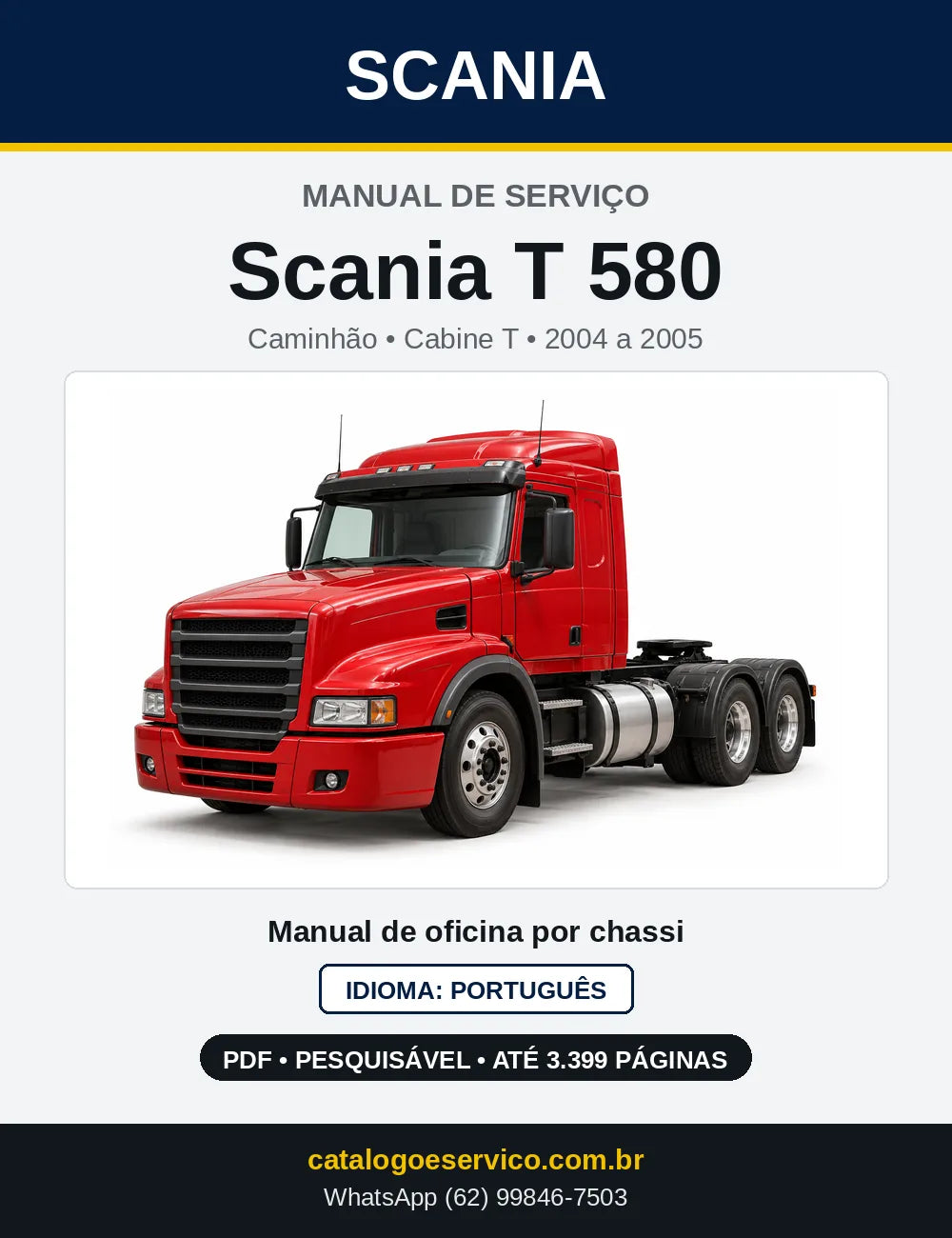 Capa do Manual de Serviço Scania T 580 em PDF