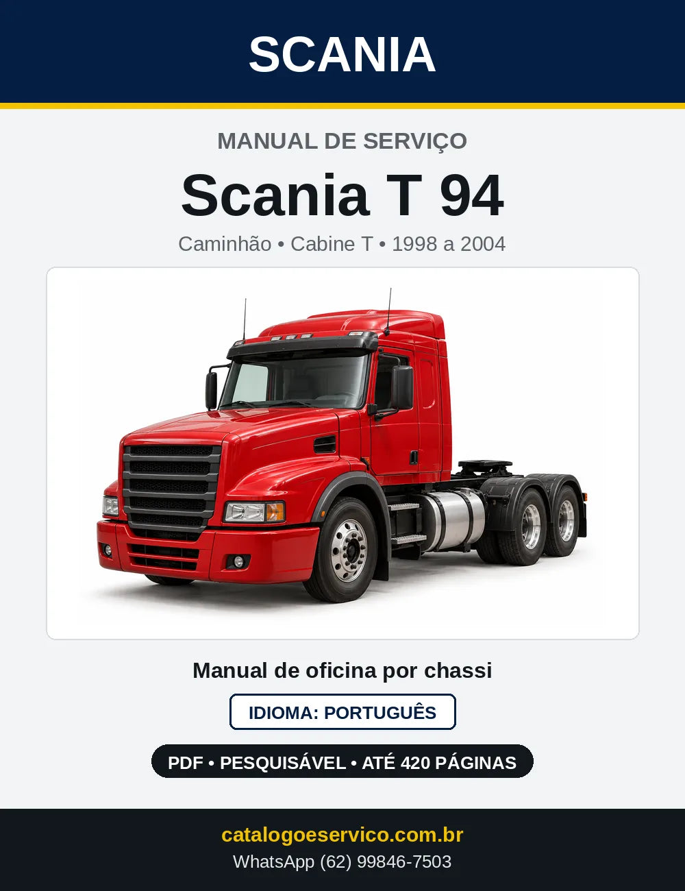 Capa do Manual de Serviço Scania T 94 em PDF