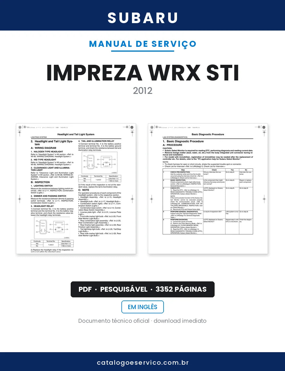 Manual de Serviço Subaru Impreza WRX STI — capa