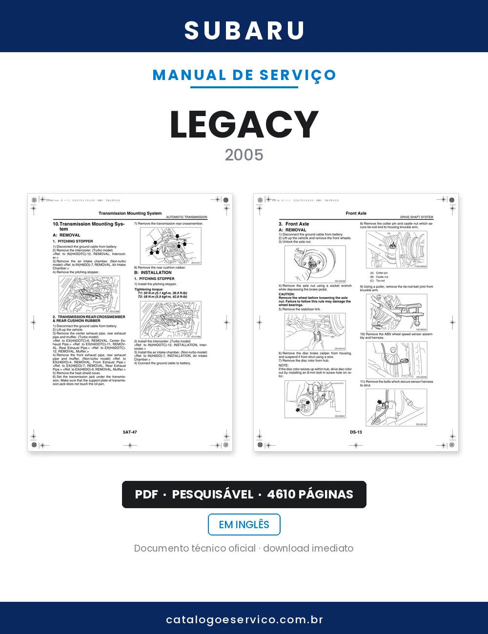 Manual de Serviço Subaru Legacy — capa